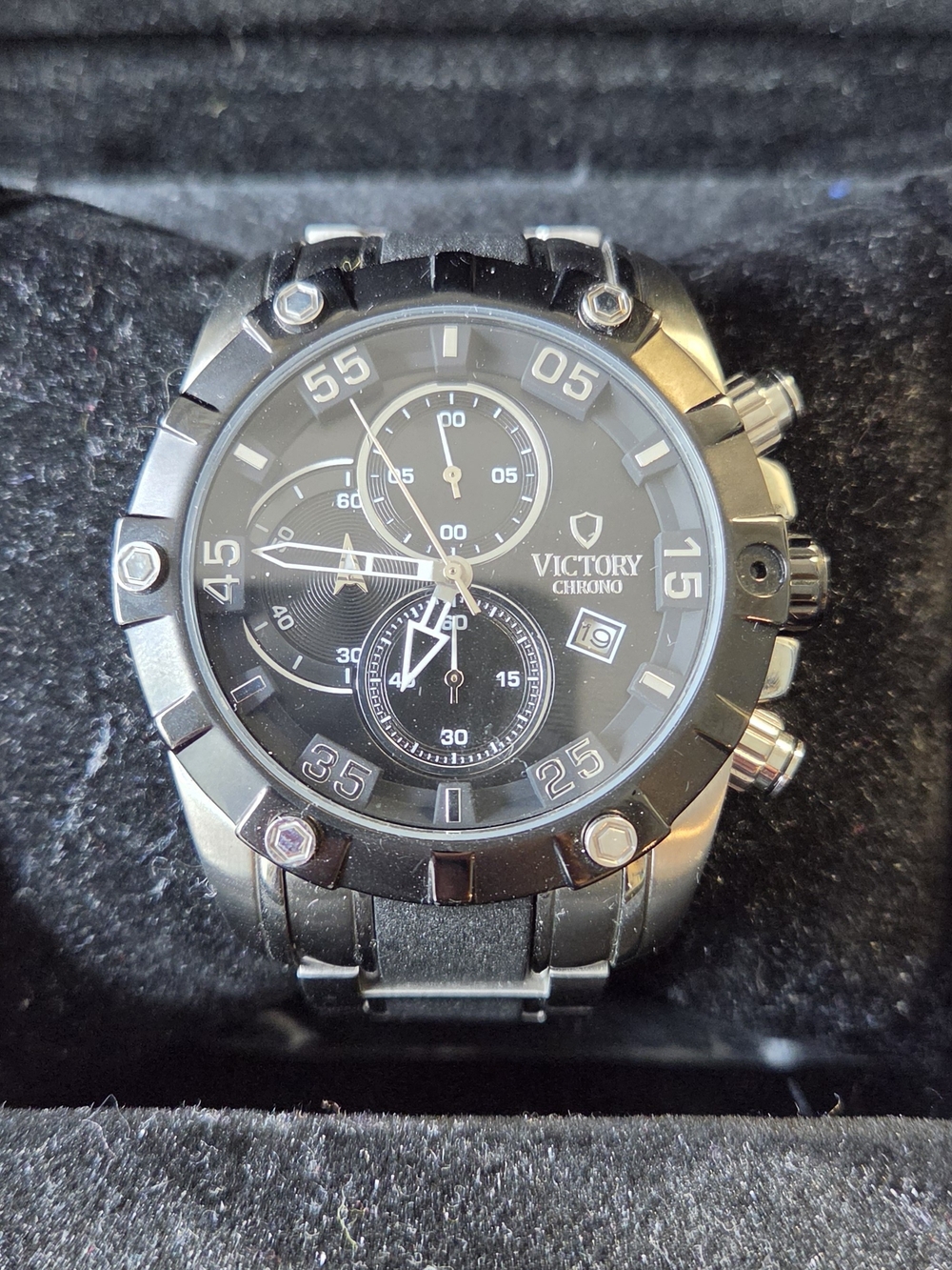 Victory Chrono Black Stainless Steel Men's Watch